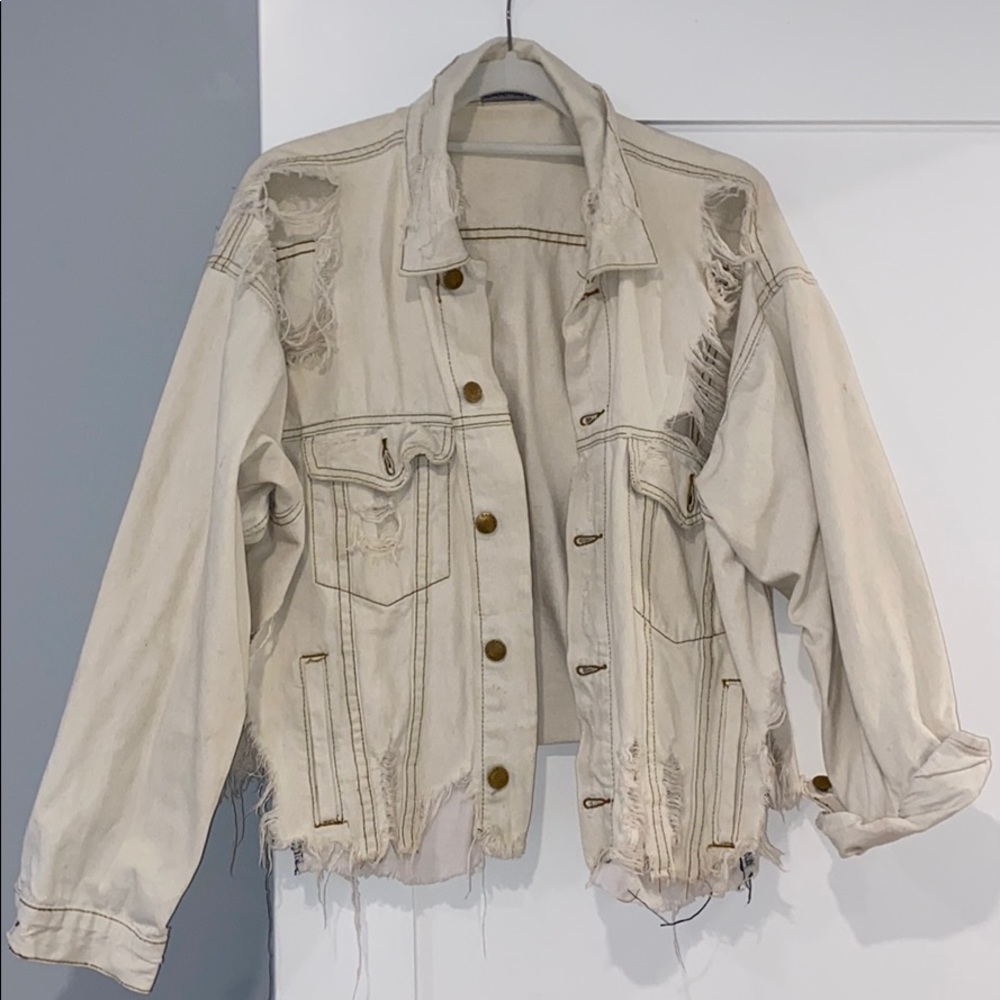 White Ripped Jean Jacket